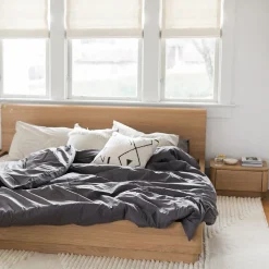 Rina Curved Oak Pedestal Bed