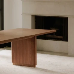 Rina Curved Oak Pedestal Dining Table (88", 104")