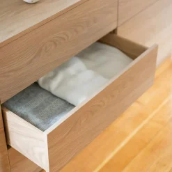 Rina Curved Oak Pedestal 6-Drawer Dresser