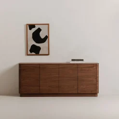 Rina Curved Oak Pedestal Sideboard (72")