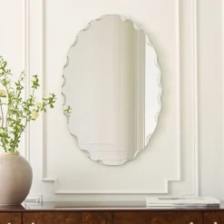 Rough Cut Edge Oval Wall Mirror