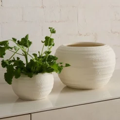 Rounded Ceramic Fluted Tabletop Planters