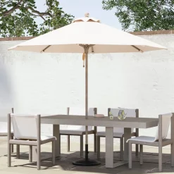 Round Outdoor Umbrella (9') - Wood Pole