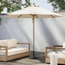 Round Outdoor Umbrella (9') - Wood Pole