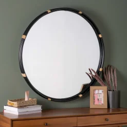 Round Rattan Wall Mirror