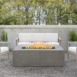 Ruddie Concrete Rectangle Outdoor Fire Pit Table with Hidden Tank (60")