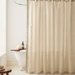Ruffle Linen Shower Curtain