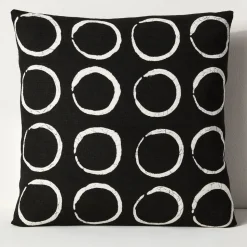 Sadza Batik Circles Pillow Cover - Black