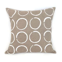 Sadza Batik Circles Pillow Cover - Taupe