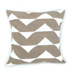 Sadza Batik Triangles Pillow Cover - Taupe