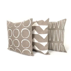 Sadza Batik Triangles Pillow Cover - Taupe