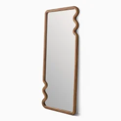 Scallop Edge Wood Rectangular Floor Mirror