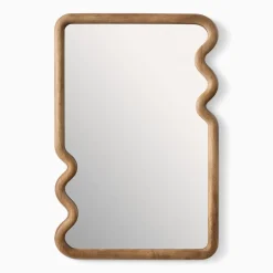 Scallop Edge Wood Rectangular Wall Mirror