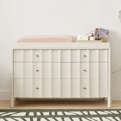 Scalloped 6-Drawer Wide Dresser with Removable Topper (56")
