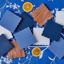 Scalloped Wood Square Coasters (Set of 4)