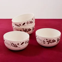 Scandi Wood Block Stoneware Cereal Bowl Sets