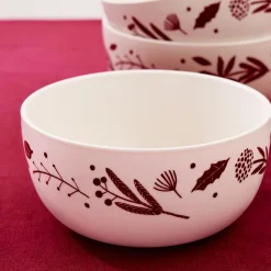 Scandi Wood Block Stoneware Cereal Bowl Sets