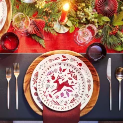 Scandi Wood Block Stoneware Dinner Plate Sets