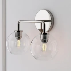 Sculptural 2-Light Globe Sconce - Clear