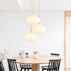 Sculptural 3-Light Ribbed Chandelier