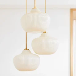 Sculptural 3-Light Ribbed Chandelier