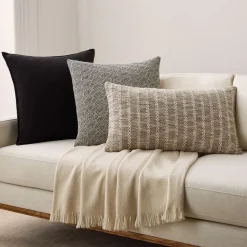 Sharp Contrast Neutrals Pillow & Throw Set