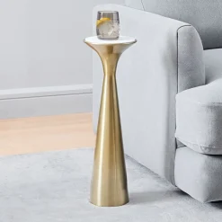 Silhouette Marble Pedestal Drink Table (7")