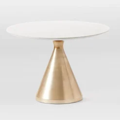 Silhouette Pedestal Marble Round Dining Table & Chairs Set