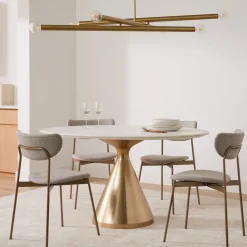 Silhouette Pedestal Marble Round Dining Table (48")