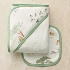 Soft Safari Nursery Bath Wrap & Wash Cloth Set