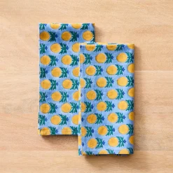 Soil to Studio Shama Block-Printed Cotton Napkins (Set of 2)
