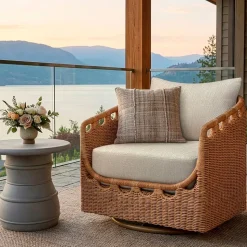 Solen Outdoor Woven Swivel Lounge Chair