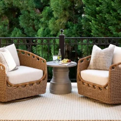 Solen Outdoor Woven Swivel Lounge Chair