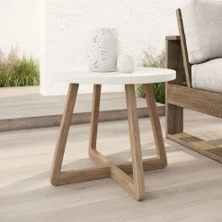 Solid Eucalyptus Outdoor Side Table (20")