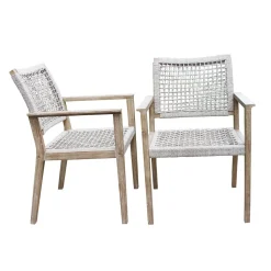 Solid Eucalyptus Outdoor Dining Armchair (Set of 2)