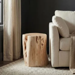Solid Wood Stump Side Table (13")