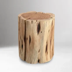 Solid Wood Stump Side Table (13")