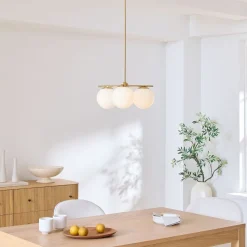 Sphere & Stem 3-Light Chandelier - Milk