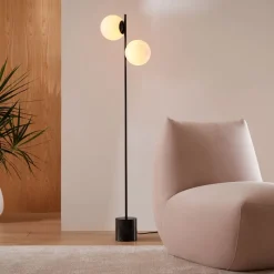 Sphere & Stem 2-Light Floor Lamp (62")