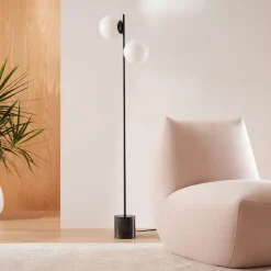Sphere & Stem 2-Light Floor Lamp (62")