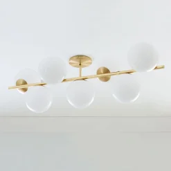 Sphere & Stem 7-Light Semi-Flush Mount - Milk