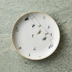 St. Jude Holiday Skier Stoneware Salad Plate Sets