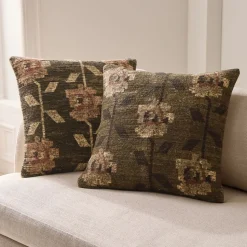 Stamped Folk Floral Pillow Cover