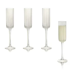 Stripe Champagne Flute Glasses (Set of 4)
