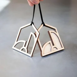 SZKLO Glass Modern Nativity Ornament - Birch wood