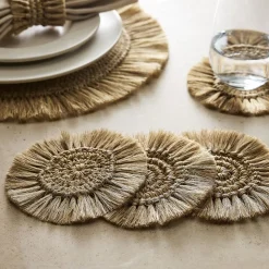 TALLO de OLIVO Fique Fringe Coasters (Set of 4)