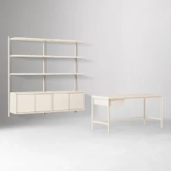 Tandem Desk (60") & Modular Double Wide Storage Shelf Set