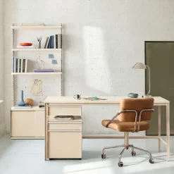 Tandem Desk (60"), File Cabinet (16") & Free Standing Shelf Set