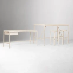 Tandem Worktable (72"), Desk (60") & Work Stool Set