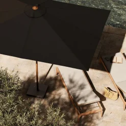 Teak Pole Rectangle Outdoor Umbrella (9.8')